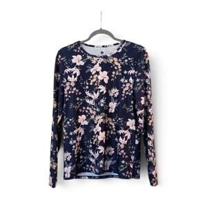 Solbari UPF50+ Navy Floral Long Sleeve Sun Protection Top Women's Medium